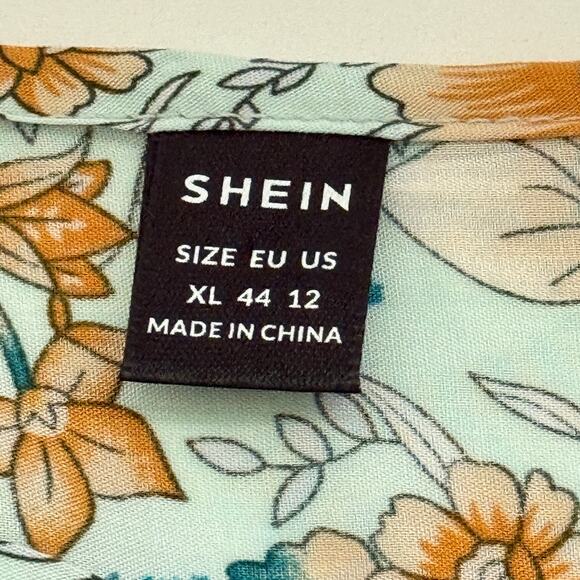 Cottagecore Floral Long Sleeve Lace-Up Blouse Size XL Boho Fall Indie Style - Picture 12 of 14